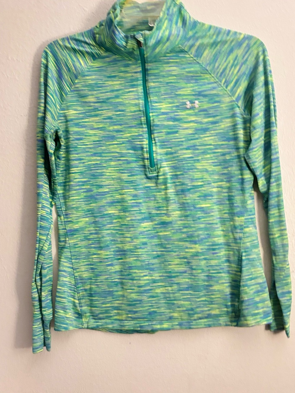 Under Armour Women's Teal, Lime & Blue Space-Dye Quarter-Zip Performance Top